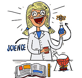 大笑的科學女郎矢量素材