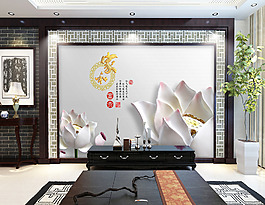 花瓣装饰背景墙