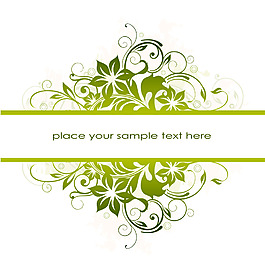 綠色帶光暈創(chuàng)意花紋花邊素材