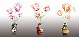 三種插花裝飾畫