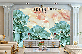 荷葉花卉背景墻