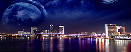 城市夜景倒影