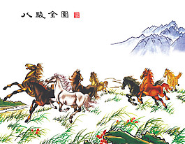 八駿全圖裝飾畫(huà)