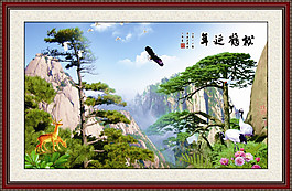 常青樹鮮花裝飾畫