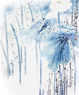 美麗荷花葉室內(nèi)裝飾畫(huà)