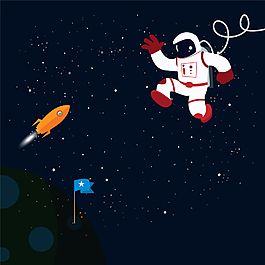 扁平化宇宙員插畫