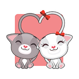两只小猫爱心素材