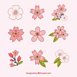 一組可愛卡通小清新桃花