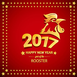 鸡年红色背景图案元素