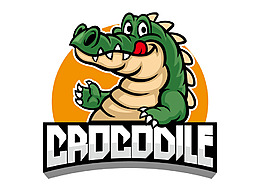 手繪動物鱷魚logo設計