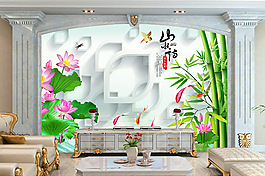 荷花植物素材背景墙