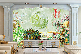 孔雀玉石紋理背景墻