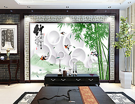 竹子元素裝飾背景墻