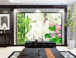 荷花裝飾背景墻