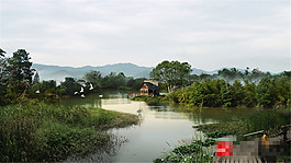 公園湖泊景觀圖