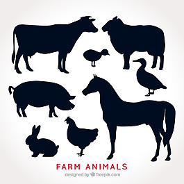 一組常見小動物剪影黑色素材