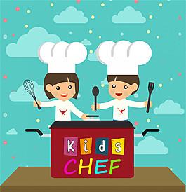 可愛卡通廚師素材