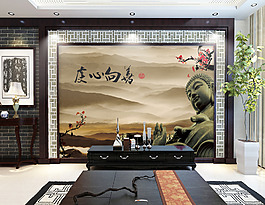 菩薩元素背景墻