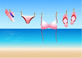 夏季海報泳衣插畫