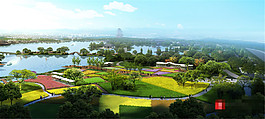花海湖泊景觀圖
