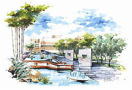 公園小溪綠化圖