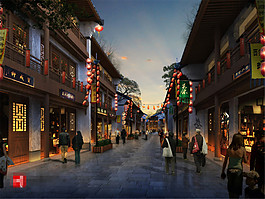 古城夜景效果圖