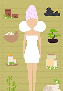美容水療扁平化插畫