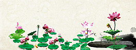 中國風(fēng)荷花banner背景