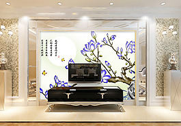 樹枝花卉背景墻
