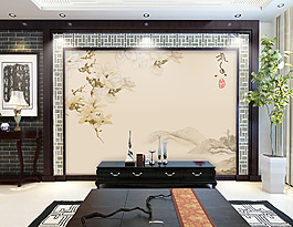 復(fù)古花卉背景墻