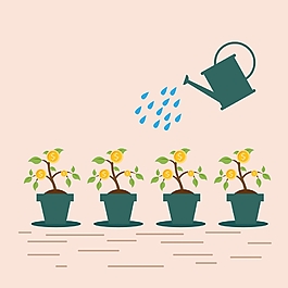 投資概念橫幅澆水插畫