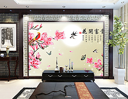 桃花装饰背景墙