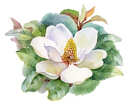 水彩繪茶花