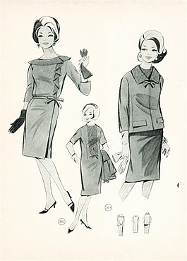 3款灰色職業(yè)女裝設(shè)計(jì)圖