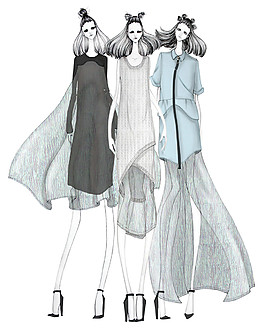 3款春季女裝設計圖