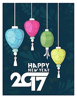 扁平新年海報(bào)設(shè)計(jì)元素