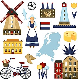 荷蘭旅行主題插畫