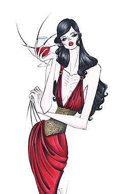 紅色深V禮服設(shè)計圖