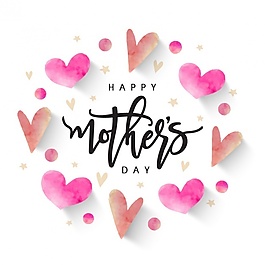 母親節(jié)背景與水彩畫(huà)的心