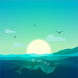 海洋背景與愛鯨魚