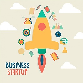 企業(yè)啟動的扁平背景