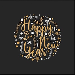 圓形背景與手繪元素新年