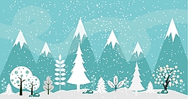冬季雪景扁平插畫