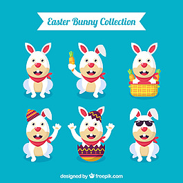 一組復(fù)活節(jié)憨厚兔子