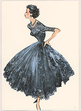 高貴花紋連衣裙設(shè)計(jì)圖