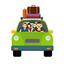 幸福的家庭駕車出行
