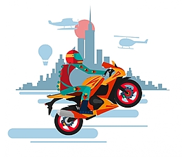 時(shí)尚摩托車插畫