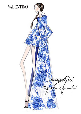 藍色青花瓷女裝設計圖