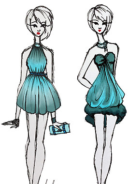 2款綠色連衣裙設計圖