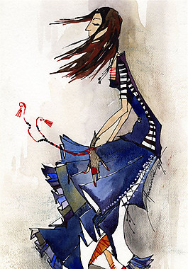 藍(lán)色連衣裙設(shè)計(jì)圖